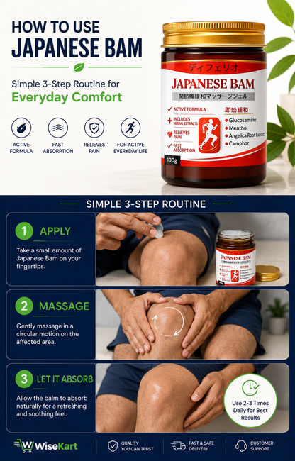 Japanese Pain Relief Bam – Active Formula Joint & Muscle Massage Balm | 100g ( 🔥 BUY 1 GET 1 FREE )